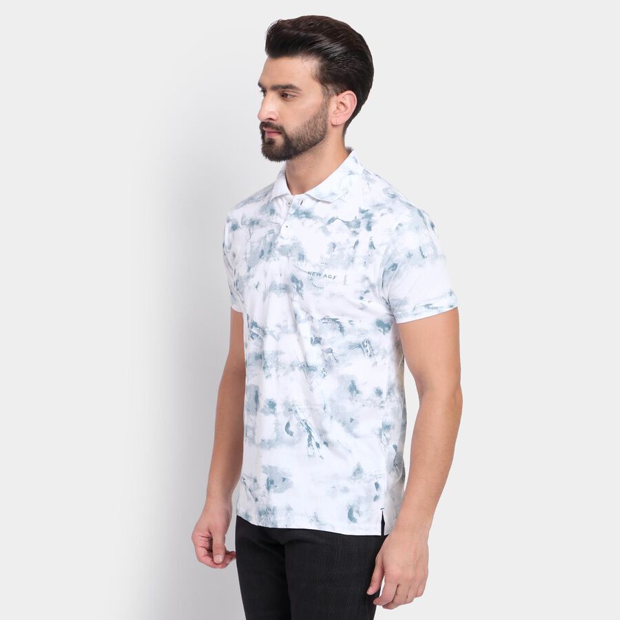 Men's 100% Cotton Collared Half Sleeves T-Shirt, हल्का नीला, large