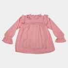 Girls Pink Round Neck Regular Top, गुलाबी, small