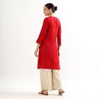 Women's Maroon Keyhole Neck Embroidered Kurta, मरून, small image number null
