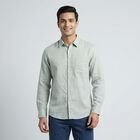 Men's Blue Cotton Button Down Classic Casual Shirt, एक्वा, small