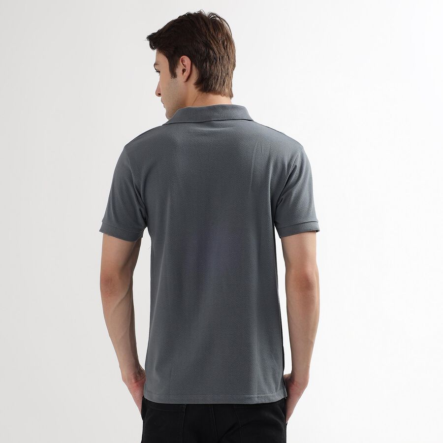 Men's Polo Collared Half Sleeves T-Shirt, गहरा ग्रे, large image number null