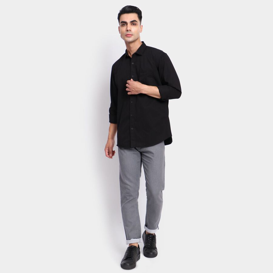 Men's 100% Cotton Casual Shirt, Black, large image number null