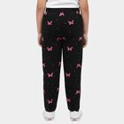 Girls Black Regular Fit Solid Pyjama, काला, small