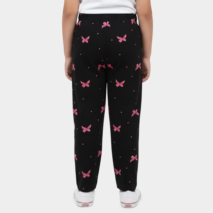 Girls Black Regular Fit Solid Pyjama, काला, large