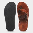 Men's Brown PU Thong Slip-On Sandals, भूरा, small