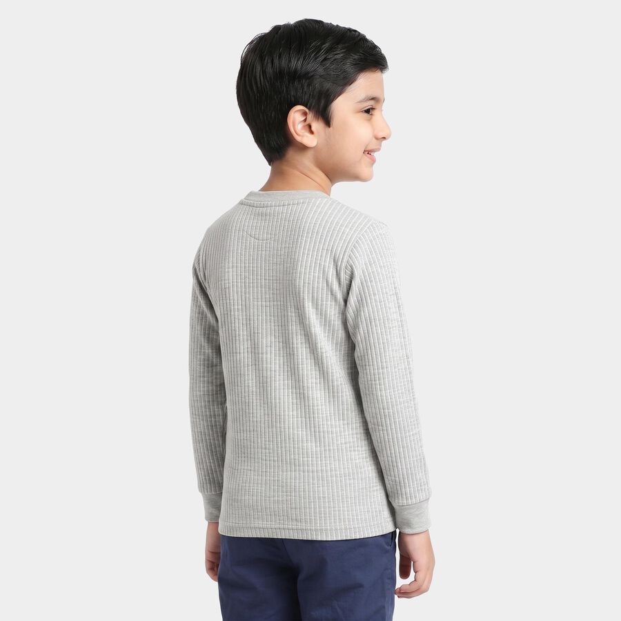 Boys Grey Long Sleeve Thermal, मिश्रित हल्का ग्रे, large