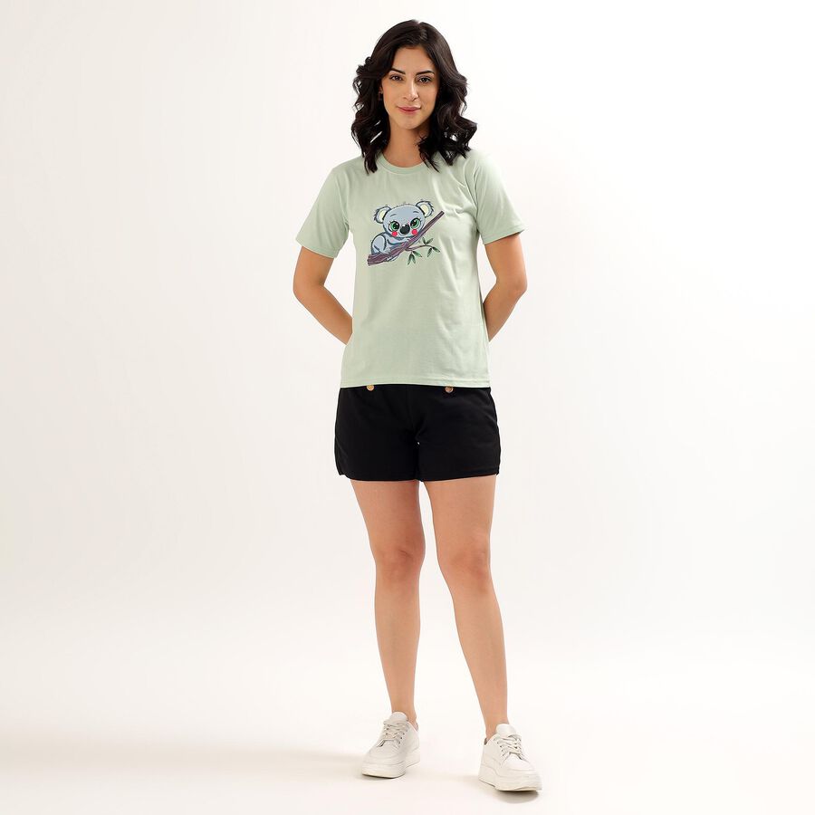 Women's Light Sage Green Round Neck T-Shirt, Light Green, large image number null