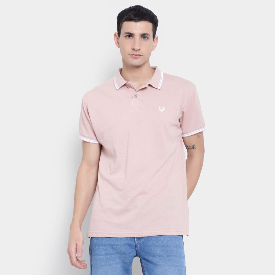 Solid Polo Shirt, गुलाबी, large image number null