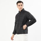 Men's Jet Black High Neck Casual Puffer Jacket, Black, small image number null