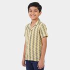 Boys Beige Geometric Camp Collar Casual Shirt, Beige, small