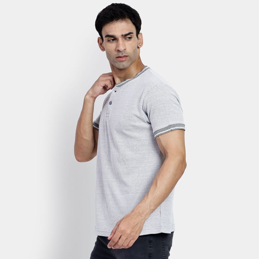 Men's Henley Half Sleeves T-Shirt, Light Grey, large image number null