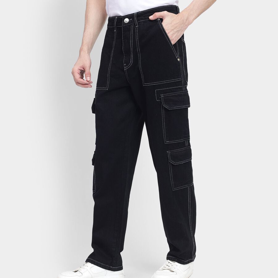 Men's 100% Cotton Jeans, Black, large image number null