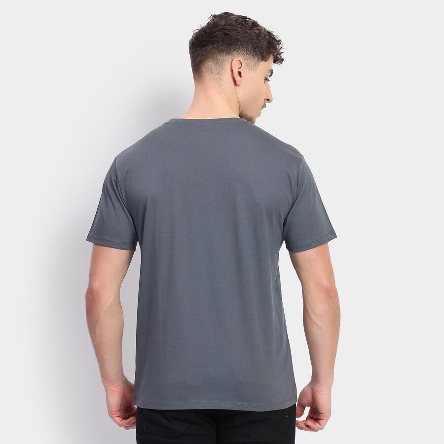 Men's 100% Cotton Round Neck Half Sleeves T-Shirt, Mid Blue, large image number null