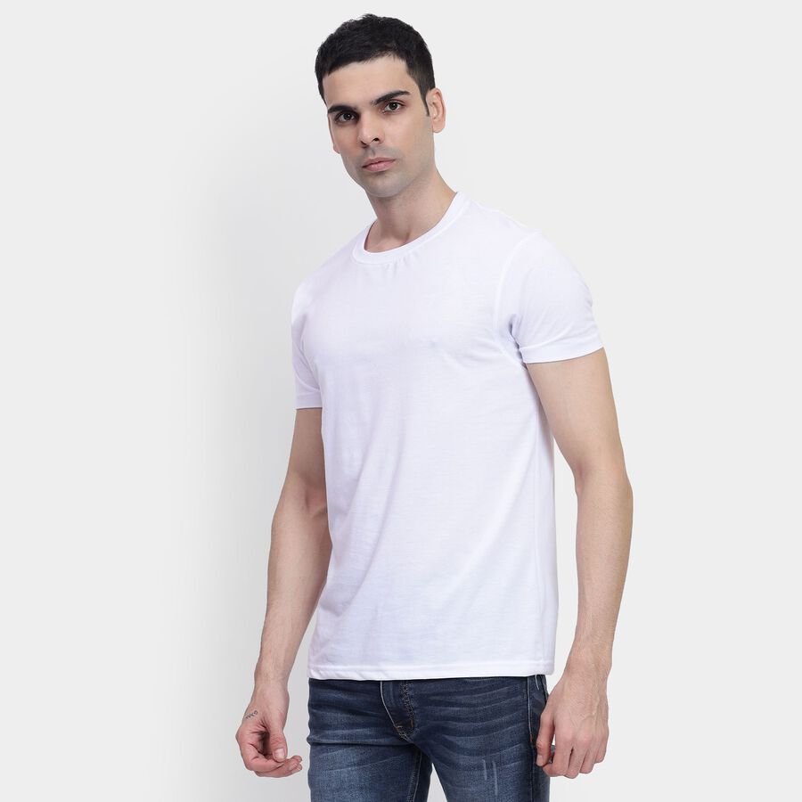 Men's Round Neck Half Sleeves T-Shirt, White, large image number null