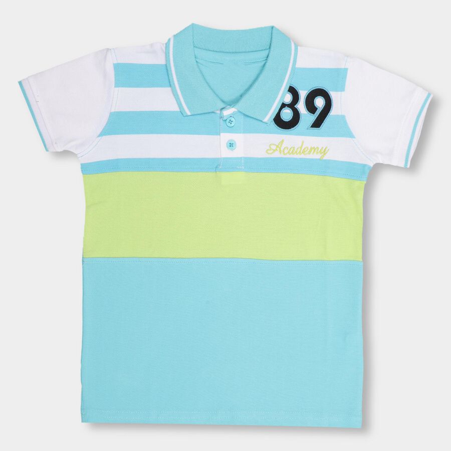 Boys' 100% Cotton Half Sleeves T-Shirt, Light Blue, large image number null