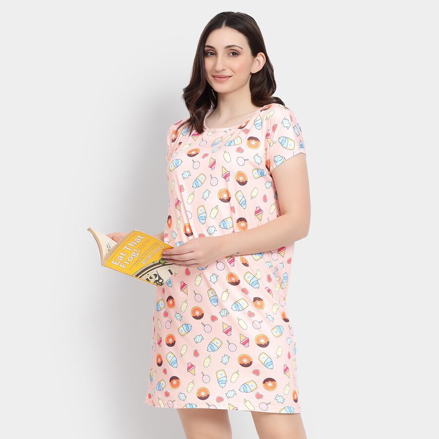 Ladies' Nighty , पीच, large image number null