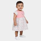 Infants' Pink and White Floral Cotton Frock with Butterfly Print, Pink, small