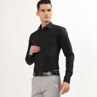Men's Deep Charcoal Black Classic Formal Shirt, गहरा हरा, small image number null