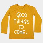 Boys Yellow Cotton Blend Round Neck Regular T-Shirt, पीला, small