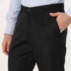 Men's Jet Black Slim Fit Formal Trousers, काला, small image number null