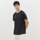 Men's Jet Black Round Neck Casual T-Shirt, Black, small