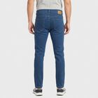 Men's Blue Slim Fit Washed Jeans, मध्यम नीला, small