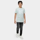 Boys Green Round Neck Casual T-Shirt, Light Green, small