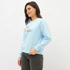 Women's Light Blue Crew Neck Casual Sweatshirt, हल्का नीला, small image number null