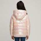 Girls' Light Iridescent Pink Hooded Casual Jacket, Light Pink, small image number null