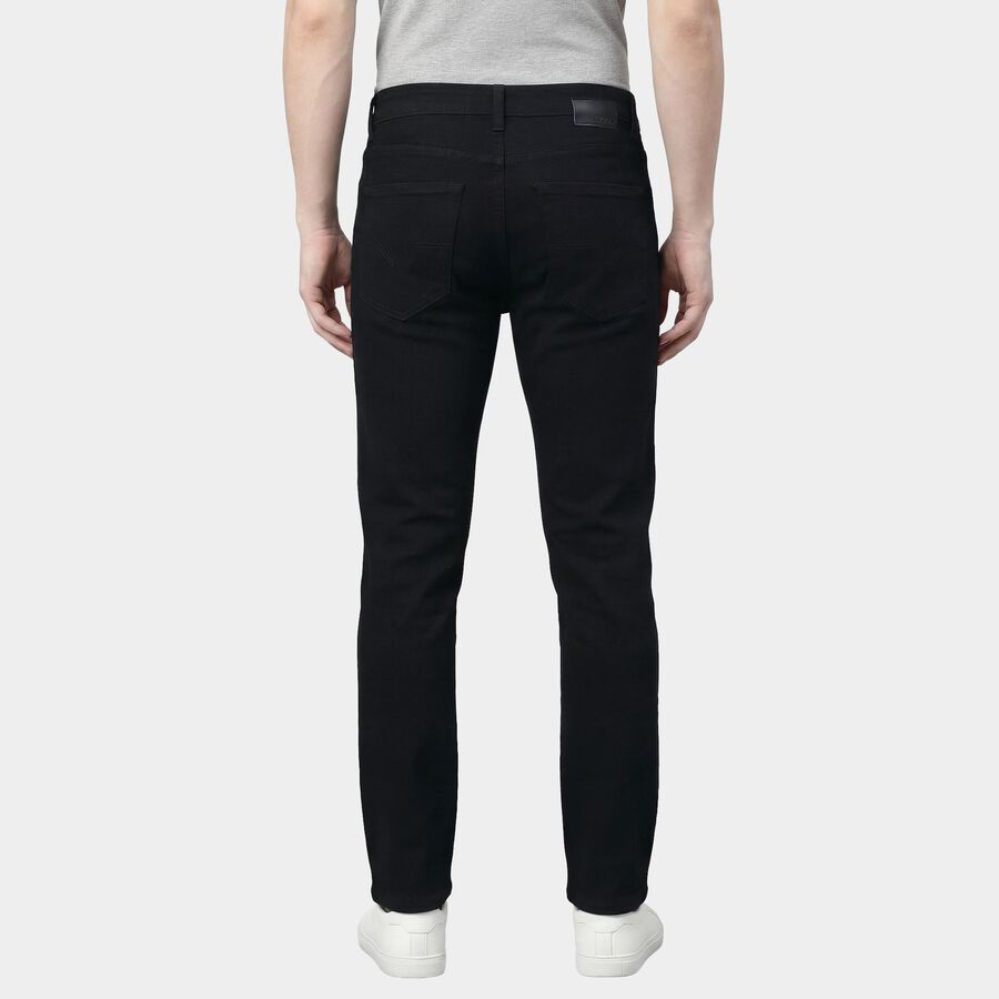 Men's Black Slim Fit Washed Jeans, काला, large