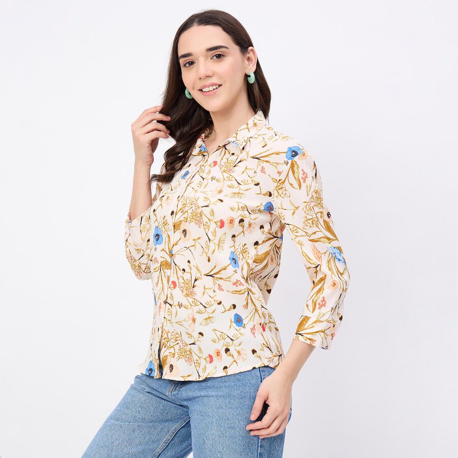 Women's Beige Classic Shirt, Beige, large