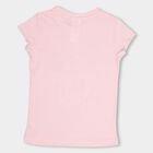 Girls' Light Pink Cotton Crew Neck Casual T-Shirt, Light Pink, small