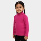 Girls Bright Magenta Turtleneck Casual Pullover, Purple, small image number null