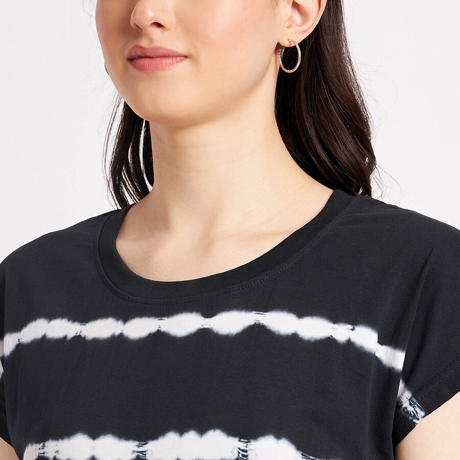 Cotton Stripes Dress, काला, large image number null