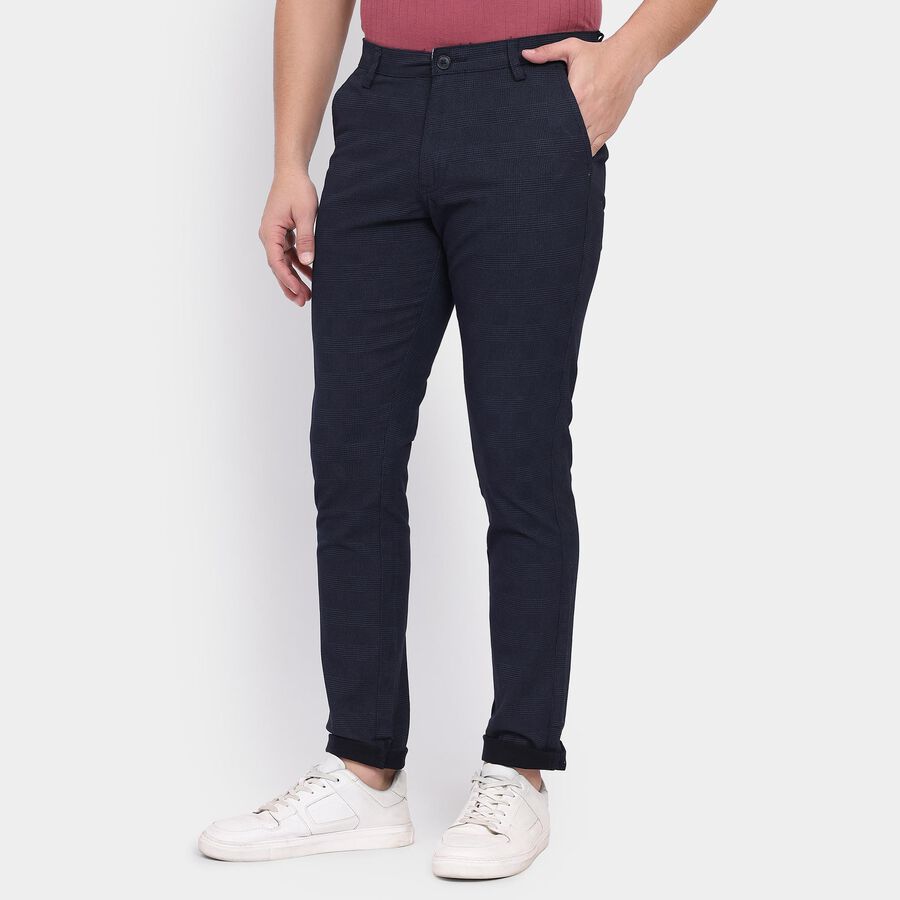 Men's Slim Fit Casual Trousers , नेवी ब्लू, large image number null