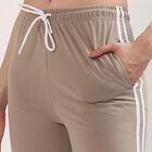 Women's Grey Slim Fit Cuffed Track Pants, Beige, small