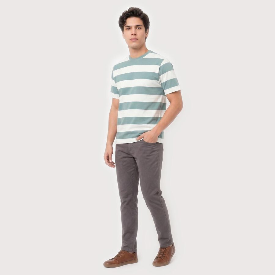 Men's Aqua Round Neck Regular T-Shirt, Aqua, large