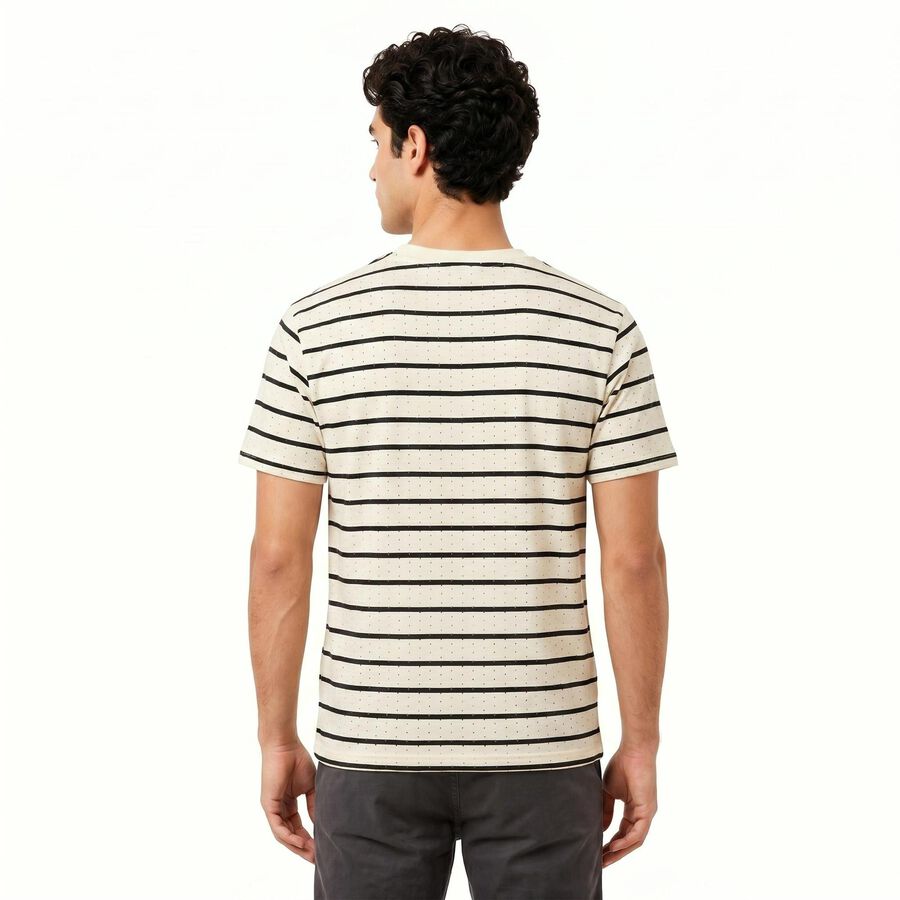 Men's Off White Round Neck Regular T-Shirt, Off White, large