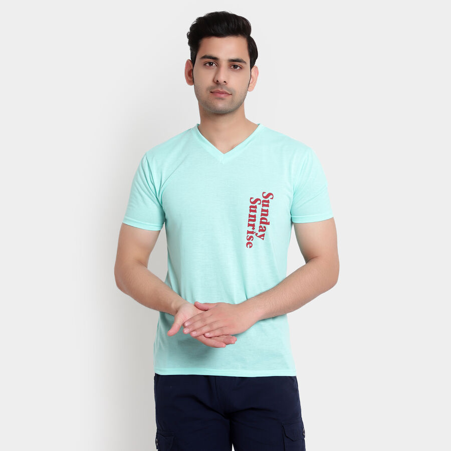 वी नेक टी-शर्ट, हल्का हरा, large image number null