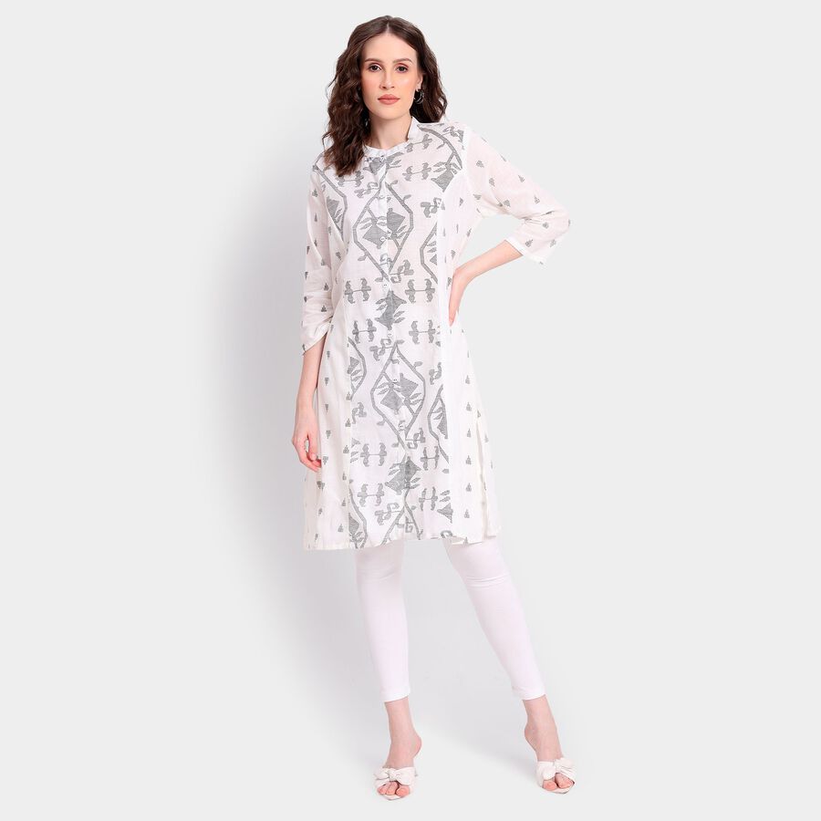 Ladies' 100% Cotton Kurta, सफ़ेद, large image number null