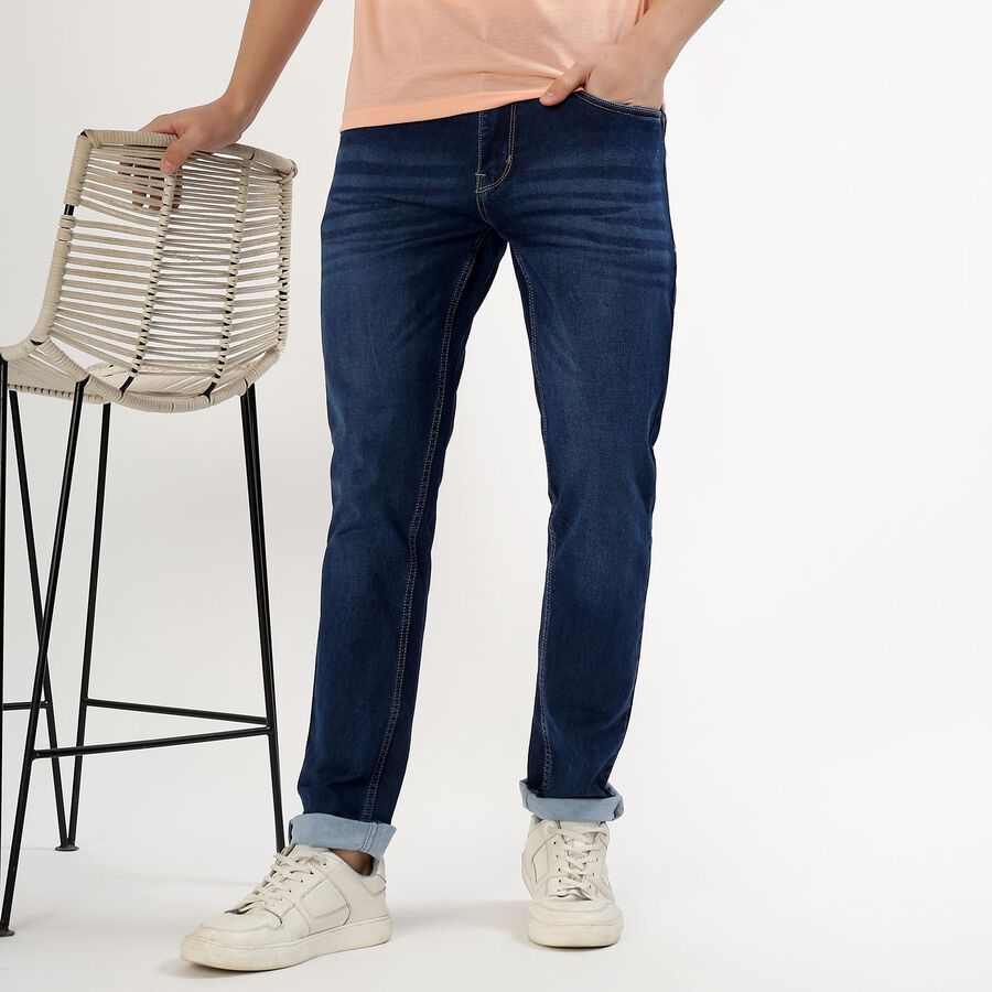 Men's Dark Blue Skinny Fit Jeans, गहरा नीला, large image number null