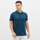 Men's Teal Blue Cotton Polo Neck Classic T-Shirt, Teal Blue, small