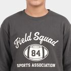 Boys' Dark Grey Crew Neck Pullover Sweatshirt, Dark Grey, small