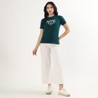 Women's Deep Green Cotton Round Neck Casual T-Shirt, Dark Green, small image number null