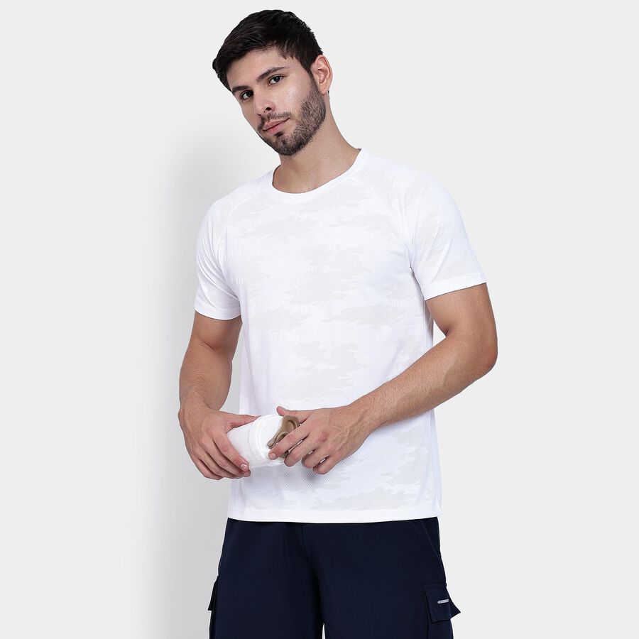 Men's Round Neck Half Sleeves T-Shirt , White, large image number null
