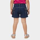 Girls' Blue Rhinestone Embellished Denim Shorts, Dark Blue, small