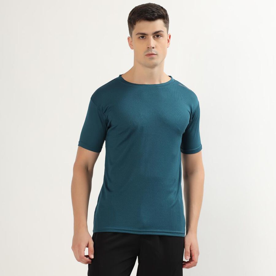 Men's Teal Crew Neck Athleisure T-Shirt, Teal Blue, large image number null
