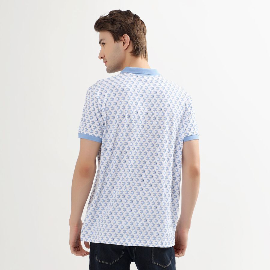 Men's Light Blue Cotton Polo Neck Printed T-Shirt, Light Blue, large image number null
