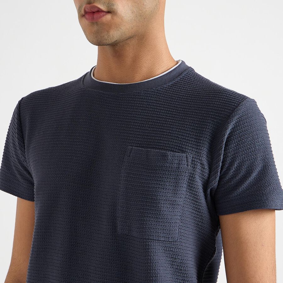 Men's Round Neck T-Shirt, नेवी ब्लू, large image number null