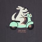 Infants' Charcoal 100% Cotton Round Neck Graphic Baba Suit, Charcoal, small